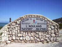 The welcome board at the entrance to Cape L'Agulhas